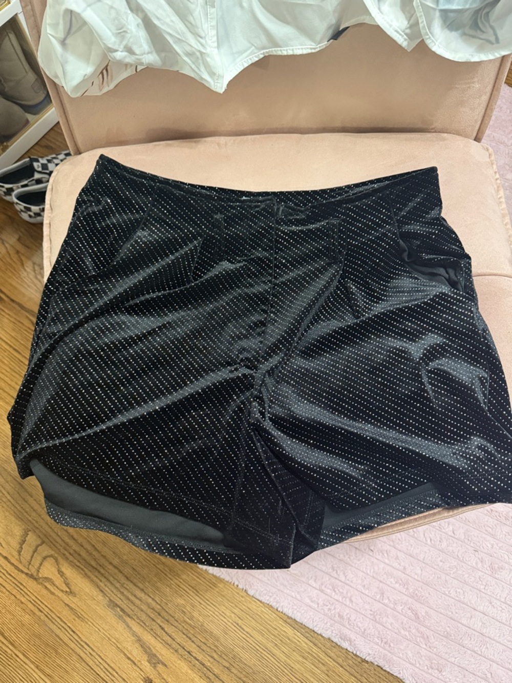 Gianni Bini Black Velvet Shorts with Shimmering Dot Detail